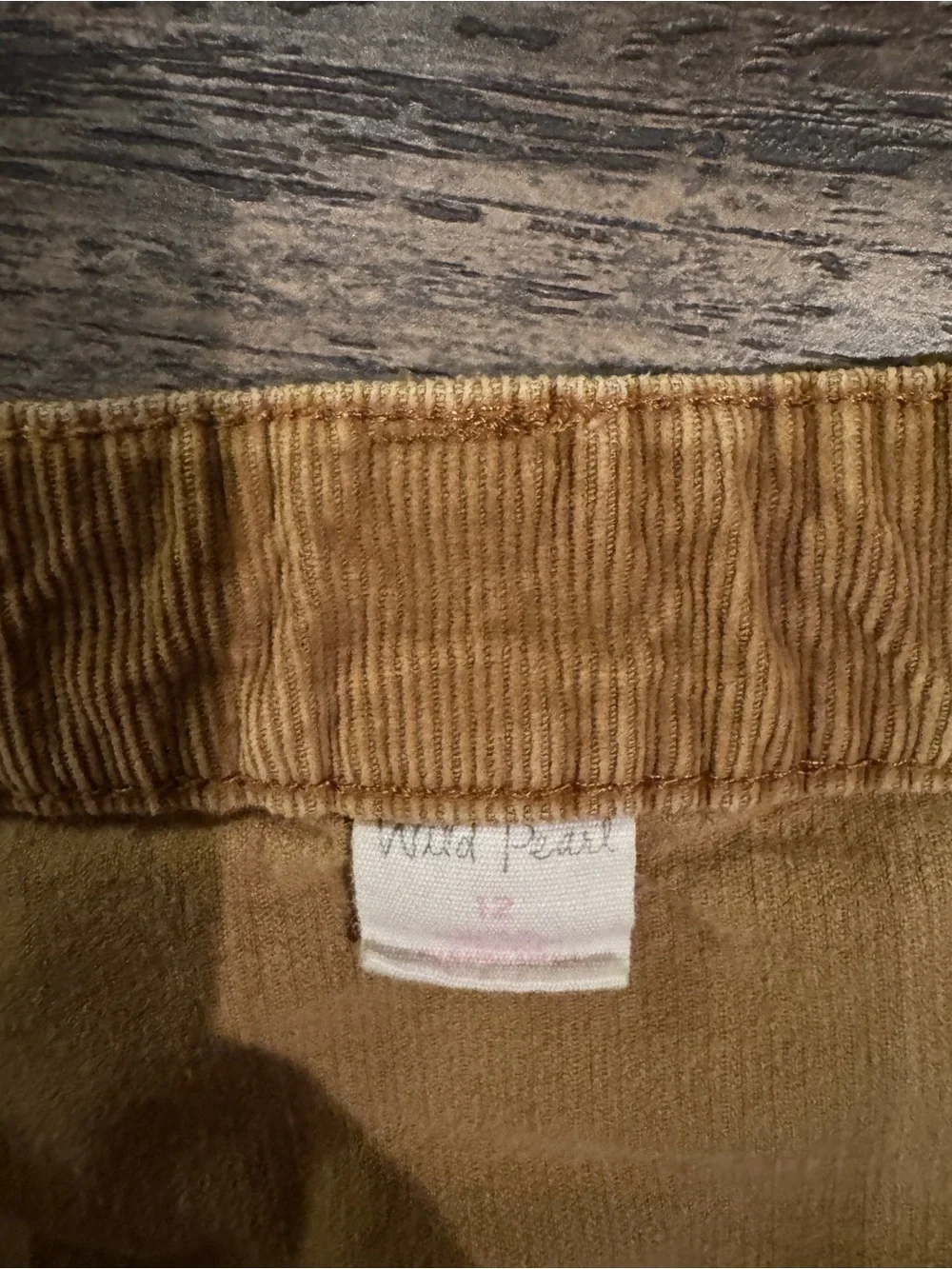 Wild Pearl Button-Front Corduroy Mini Skirt in Camel Brown